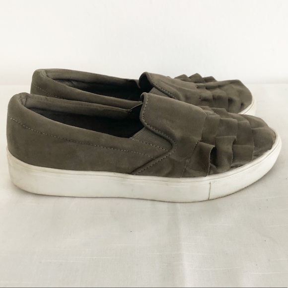 womens olive green slip on sneakers